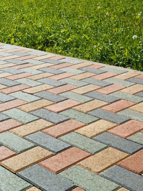 Driveway Pavers in Gray And Brown Geometric Pattern