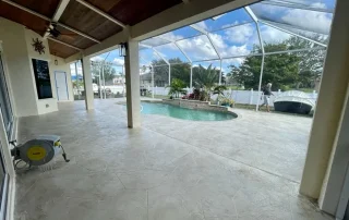 large pool deck patio finished in Pacific Stone decorative concrete