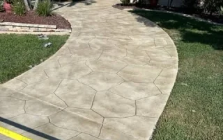 newly finish stamped concrete walkway