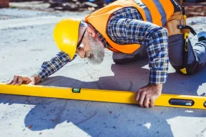 man working industrial concrete floor man working industrial concrete floor
