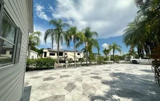 flagstone stamped concrete driveway