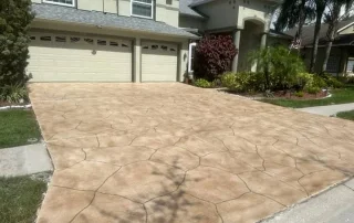 near view stamped concrete driveway