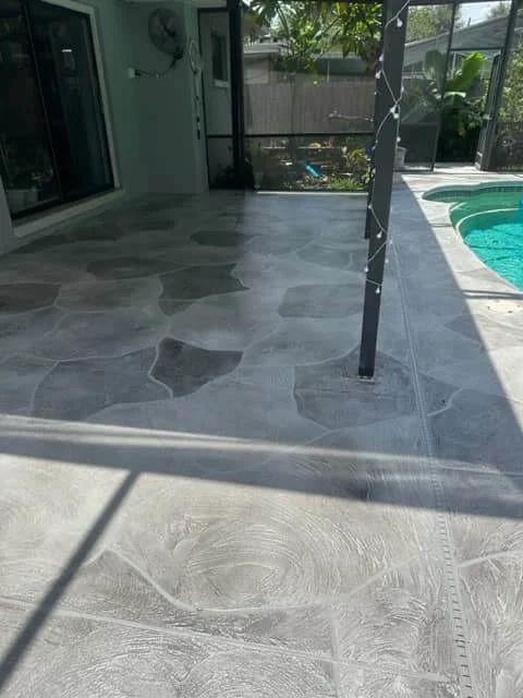 after result lanai pool deck resurfacing Stamped Concrete
