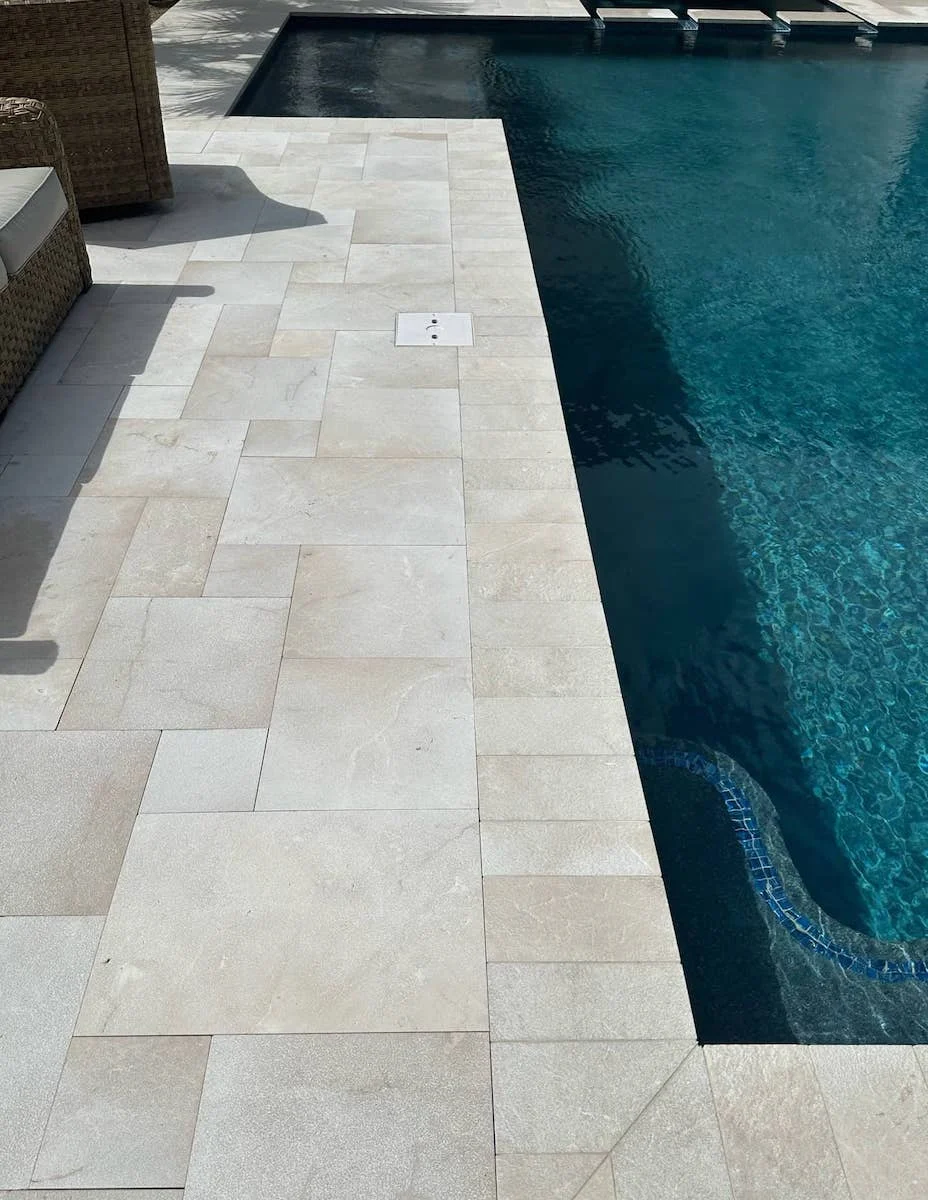 ivory white pool deck paver Stamped Concrete