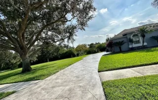 Stamped Concrete Walkway Around House