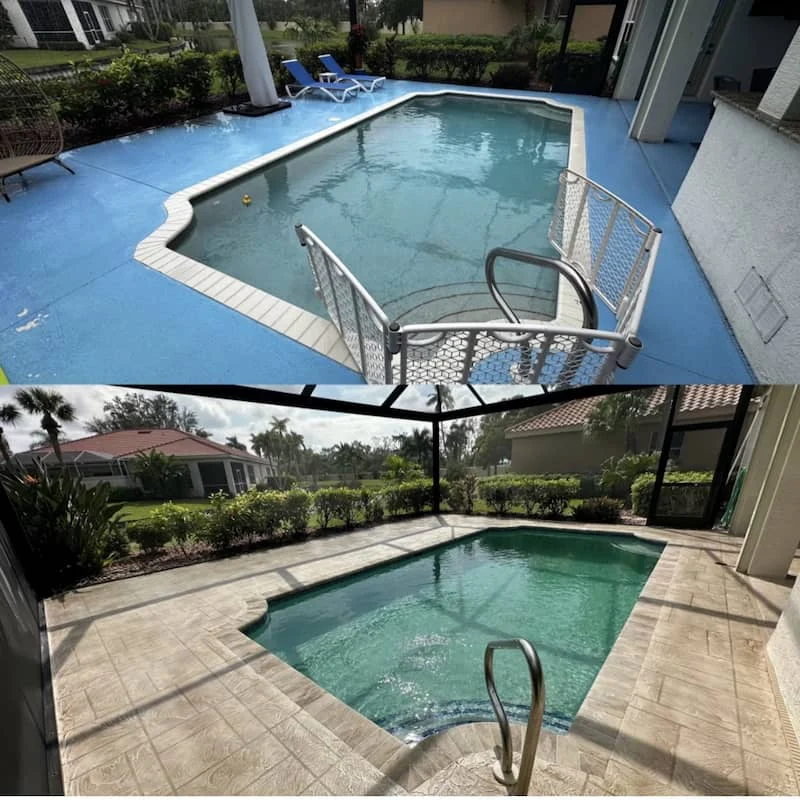Swimming Pool Deck Resurfacing Before and After Pool Deck Resurfacing