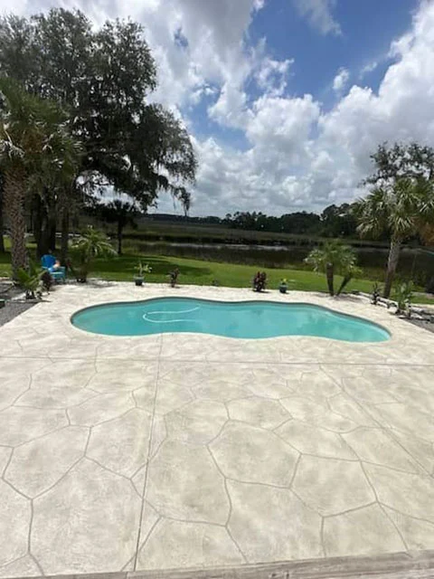 pool deck resurfacing ongoing Decorative concrete