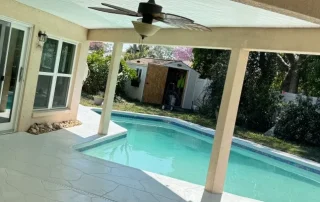 Shaded Patio Pool Concrete Resurfacing