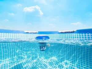 blue hues atmosphere of pool renovation