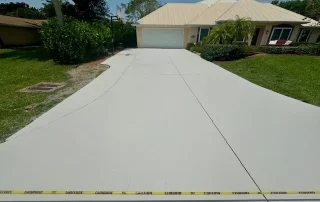 freshly coated driveway