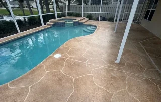 tan stamped pool deck resurfacing
