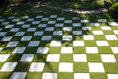 Concrete Pavers with Grass for Patio